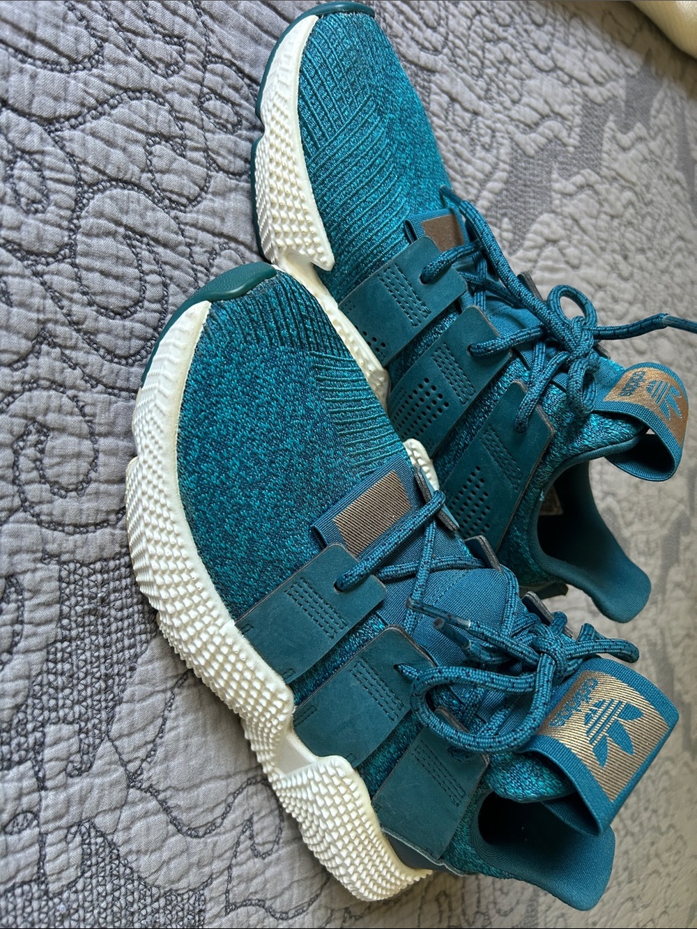 adidas Teal Knit Lace-Up Sneakers with White Sole